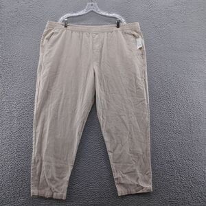 Gap Womens Linen‎ Tapered Leg Pull On Pants XXL Brown High Rise Pockets NEW